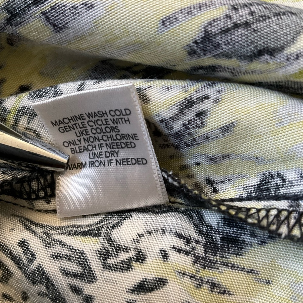 New Christopher & Banks Paisley Print Skirt Black White Chartreuse New With Tags - Picture 7 of 10